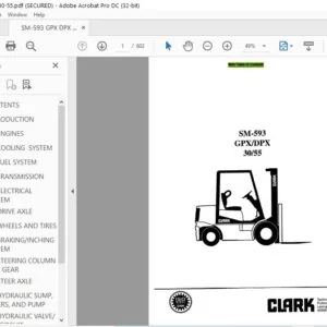 CLARK FORKLIFT SM-593 GPXDPX 3055 SERVICE MANUAL