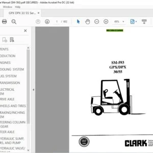 CLARK FORKLIFT SM-593 GPXDPX 3055 SERVICE MANUAL