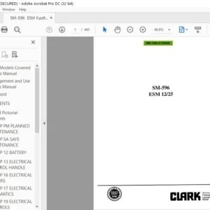 CLARK FORKLIFT SM-596 ESM 1225 SERVICE MANUAL