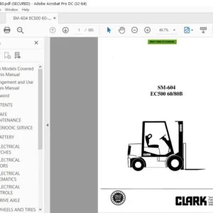 CLARK FORKLIFT SM-604 EC500 6OSOB SERVICE MANUAL