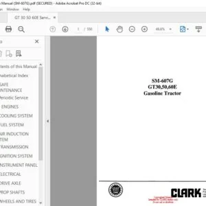 CLARK FORKLIFT SM-607G GT30,50,60E Gasoline Tractor SERVICE MANUAL