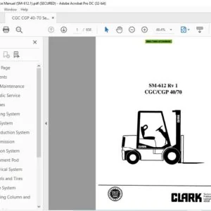 CLARK FORKLIFT SM-612 Rv 1 CGCKGP 4070 SERVICE MANUAL