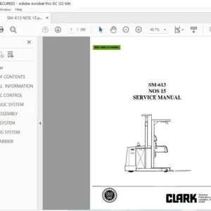 CLARK FORKLIFT SM-613 NOS 15 SERVICE MANUAL