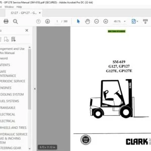 CLARK FORKLIFT SM-619 G127, GP127 Gl27E, GPl27E SERVICE MANUAL