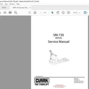 CLARK FORKLIFT SM-730 WPX45 SERVICE MANUAL