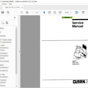 CLARK FORKLIFT SM577 PT5, PT7, PTT5, PTT7 SERVICE MANUALS