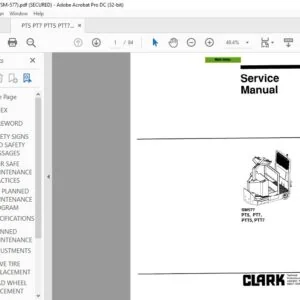 CLARK FORKLIFT SM577 PT5, PT7, PTT5, PTT7 SERVICE MANUAL