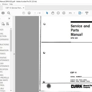 CLARK FORKLIFT SPM 625 CSP 15 SERVICE MANUALS