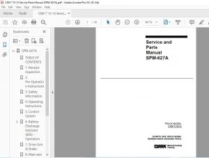 CLARK FORKLIFT SPM-627A SERVICE MANUALS