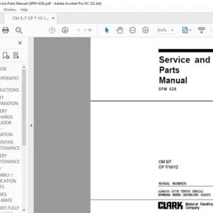CLARK FORKLIFT SPM 628 CM 5/7 CP 7/10/12 SERVICE MANUAL