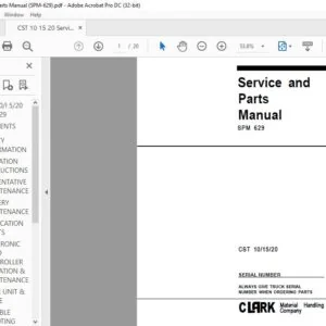 CLARK FORKLIFT SPM 629 CST 101520 SERVICE MANUAL