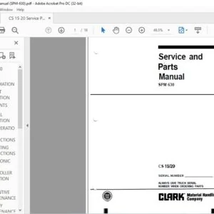 CLARK FORKLIFT SPM 630 CS 15120 SERVICE MANUALS