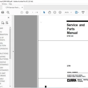 CLARK FORKLIFT SPM 640 CTR SERVICE MANUAL