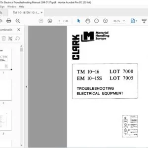 CLARK FORKLIFT TM 10-16 LOT 7000 EM 10-15S LOT 7005 SERVICE MANUAL