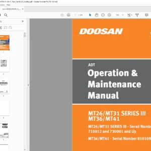 Daewoo Doosan ADT MT26MT31 SERIES III MT36MT41  Operation and Maintenance Manual MX524843-1 -PDF DOWNLOAD
