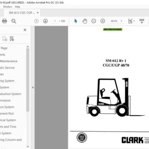 Clark Forklift SM-612 Rv 1 CGCKGP 4070 Service Manual