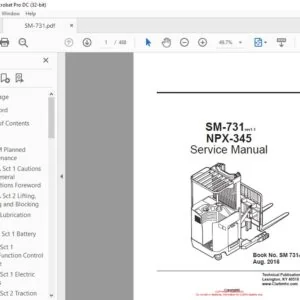 Clark Forklift SM-731 NPX-345 Service Manual