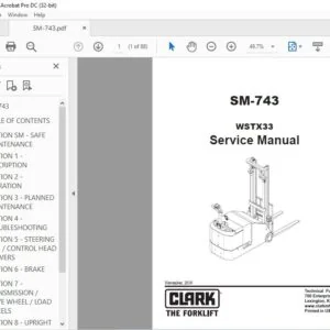 Clark Forklift SM-743 WSTX33 Service Manual