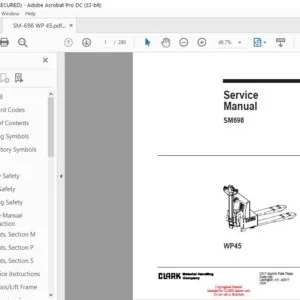 Clark Forklift SM698 WP45 Service Manual