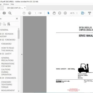 Clark Forklift SSF20-30DLG CMP20-30DLG Service Manual