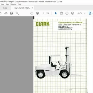 Clark Forklift Y1015 English OI-534 Operator’s Manual