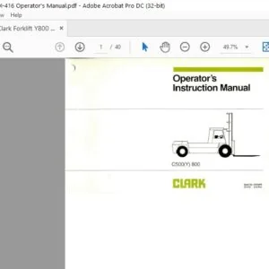 Clark Forklift Y800 English OI-416 Operator’s Manual