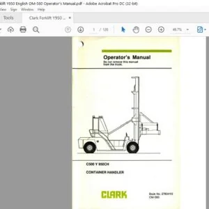 Clark Forklift Y950 English OM-580 Operator’s Manual