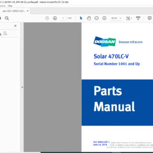DAEWOO DOOSAN SOLAR 470LC V EXCAVATOR PARTS MANUAL 021-00021LEF-1 - PDF DOWNLOAD