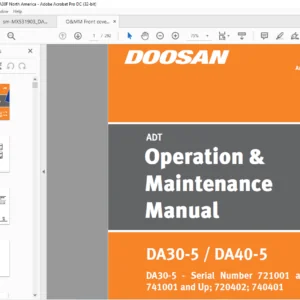 Daewoo Doosan ADT DA30-5  DA40-5 Operation & Maintenance Manual MX533497  - PDF DOWNLOAD