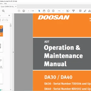 Daewoo Doosan ADT DA30  DA40 Operation & Maintenance Manual MX532099-1  - PDF DOWNLOAD