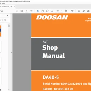 Daewoo Doosan ADT DA40-5 Shop Manual MX533346-1 - PDF DOWNLOAD
