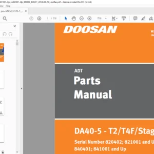 Daewoo Doosan ADT DA40-5 - T2/T4F/Stage IV Parts Manual MX533170-1 - PDF DOWNLOAD