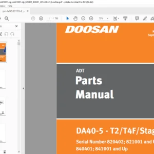 Daewoo Doosan ADT DA40-5 -T2T4FStage IV Stage IV Parts Manual  - PDF DOWNLOAD