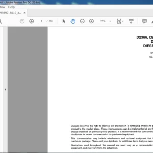 Daewoo Doosan D2366 D2366T D1146 &D116T DISEL ENGINE SHOP MANUAL – PDF DOWNLOAD