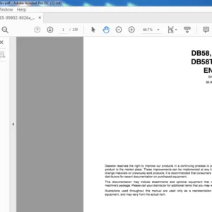 Daewoo Doosan D858 DB58T & DB58TI DIESEL ENGINE Shop Manual 65 99892-8026A – PDF DOWNLOAD