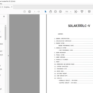 Daewoo Doosan Excavator Solar 300LC-V Engine specsheet Manual – PDF DOWNLOAD