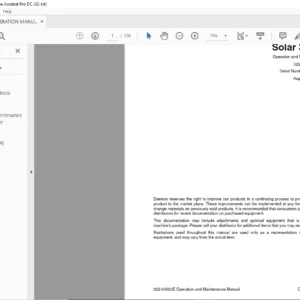 Daewoo Doosan Excavator Solar 300LC-V Operation and Maintenance Manual – PDF DOWNLOAD