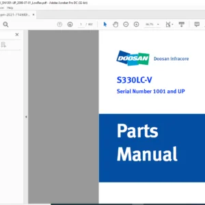 Daewoo Doosan Excavator Solar 330LC-V Serial Number 1001 and Up Parts Manual – PDF DOWNLOAD
