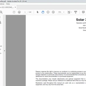 Daewoo Doosan Excavator Solar 340LC-V Operation and Maintenance Manual 022-00025AE – PDF DOWNLOAD