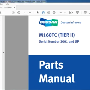 Daewoo Doosan M160TC (Tier II )Parts Manual Serial Number 2001 and UP – PDF DOWNLOAD
