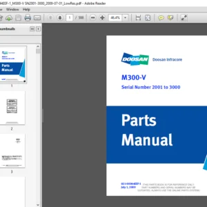 Daewoo Doosan M300-V Parts Manual Serial Number 2001 TO 3000 – PDF DOWNLOAD