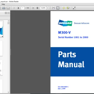 Daewoo Doosan M300-V Parts Manual Serial Number Serial Number 1001 to 2000 – PDF DOWNLOAD