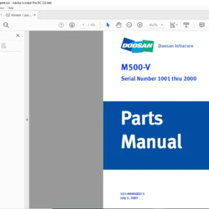 Daewoo Doosan M500-V Parts Manual Serial Number 1001 thru 2000 – PDF DOWNLOAD