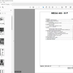 Daewoo Doosan MEGA 400-III P engine spec sheet manual – PDF DOWNLOAD