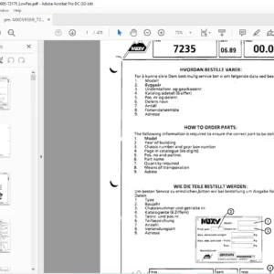 Daewoo Doosan MOXY 7235 PARTS CATALOGUE MANUAL - PDF DOWNLOAD