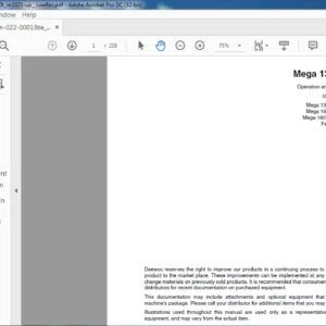 Daewoo Doosan Mega 130160160TC Operation and Maintenance Manual 022-00013BE – PDF DOWNLOAD