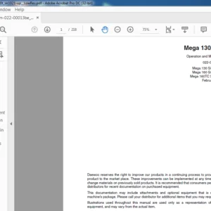 Daewoo Doosan Mega 130160160TC Operation and Maintenance Manual 022-00013BE – PDF DOWNLOAD