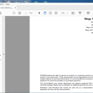 Daewoo Doosan Mega 160 / 160TC Shop Manual 023-00035E – PDF DOWNLOAD