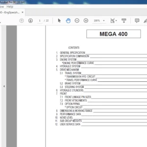 Daewoo Doosan Mega 400 ENGINE SPEC SHEEET MANUAL – PDF DOWNLOAD