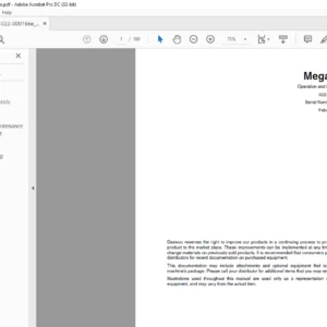 Daewoo Doosan Mega 400-V Operation and Maintenance Manual 022-00016BE – PDF DOWNLOAD